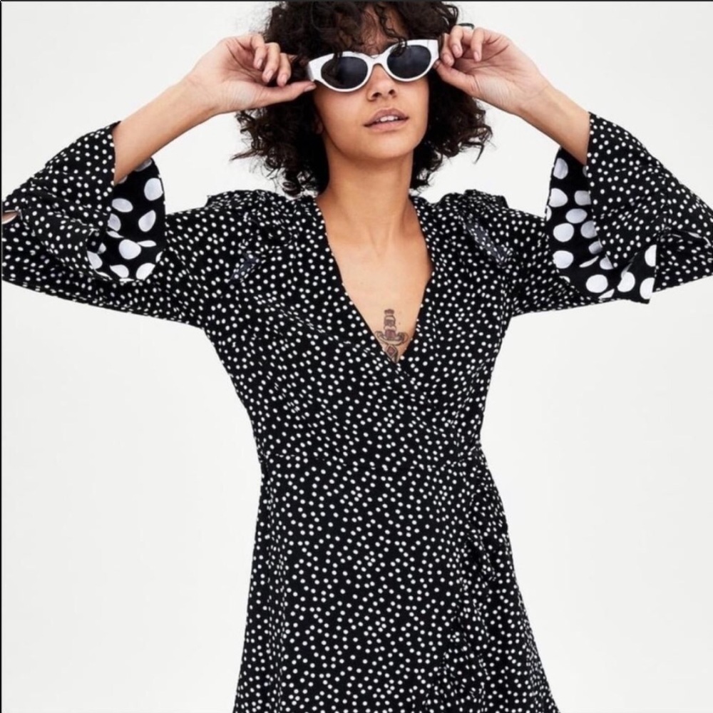 Zara Black and White Polka Dot Mini Romper
